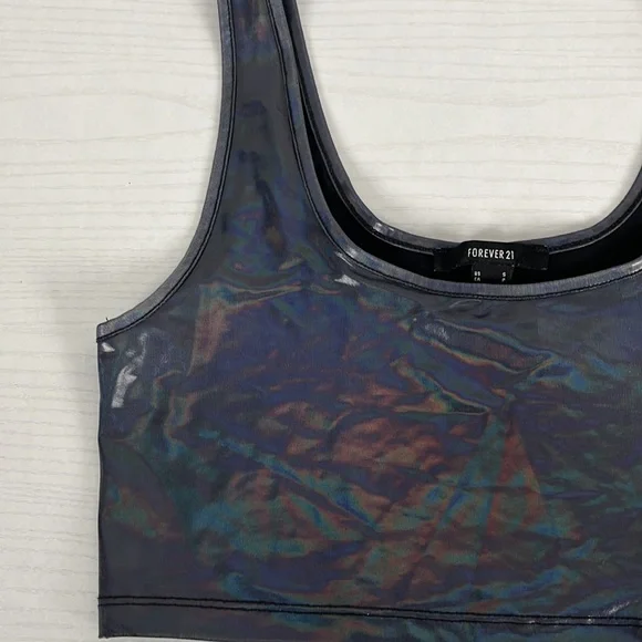 Forever 21 Women's Sequin Pleather Crop Top Sports Bra Size Small - Picture 2 of 7